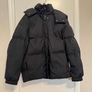 ZARA WOMEN BLACK Detached HOODED PUFFER JACKET COAT WITH POCKETS SIZE XS